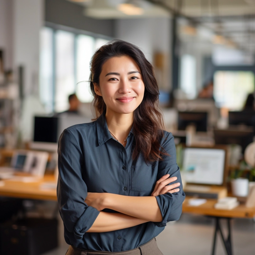 Alex, a Springstar client, stands in her office